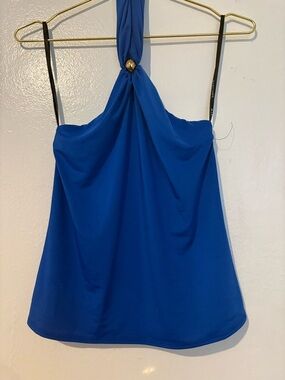 Marciano Draped Silk Halter Top 💙 | Luxe Royal Blue | Worn Once | Elegant Fit